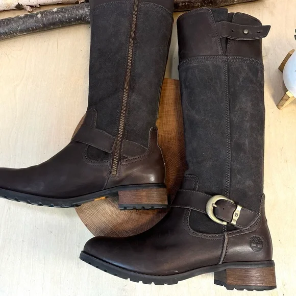 Timberland Earthkeepers | Bethel Tall Boots Dark Brown Leather Suede Buckle 8.5 - Picture 5 of 16
